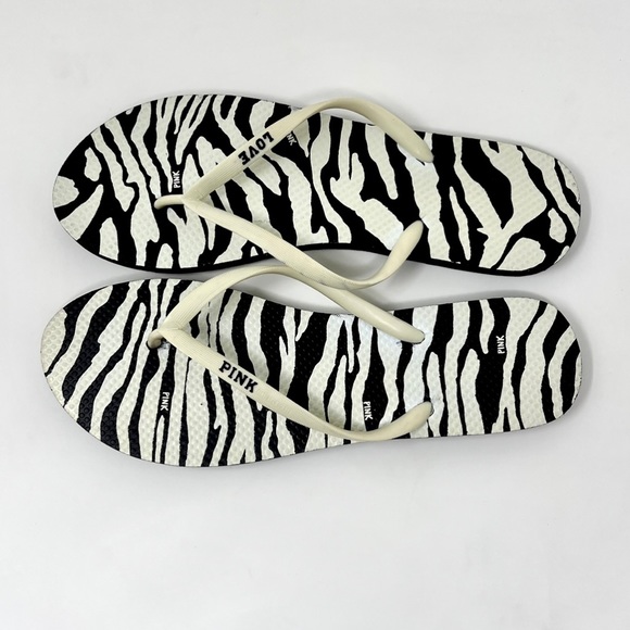 🔥VS PINK Zebra Flip Flop Sandals Size L - Picture 11 of 12